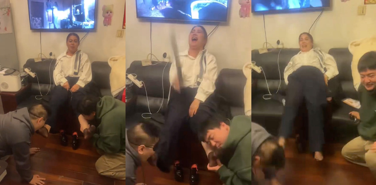 李老八旗下直播员卷毛管奚 拉着自己老妈参加sm派对 大妈皮鞭连抽多名男奴