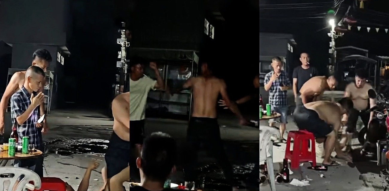 半夜烧烤摊前 同桌男子喝点酒就街头干架 赤膊对打赢的坐牢打输住院