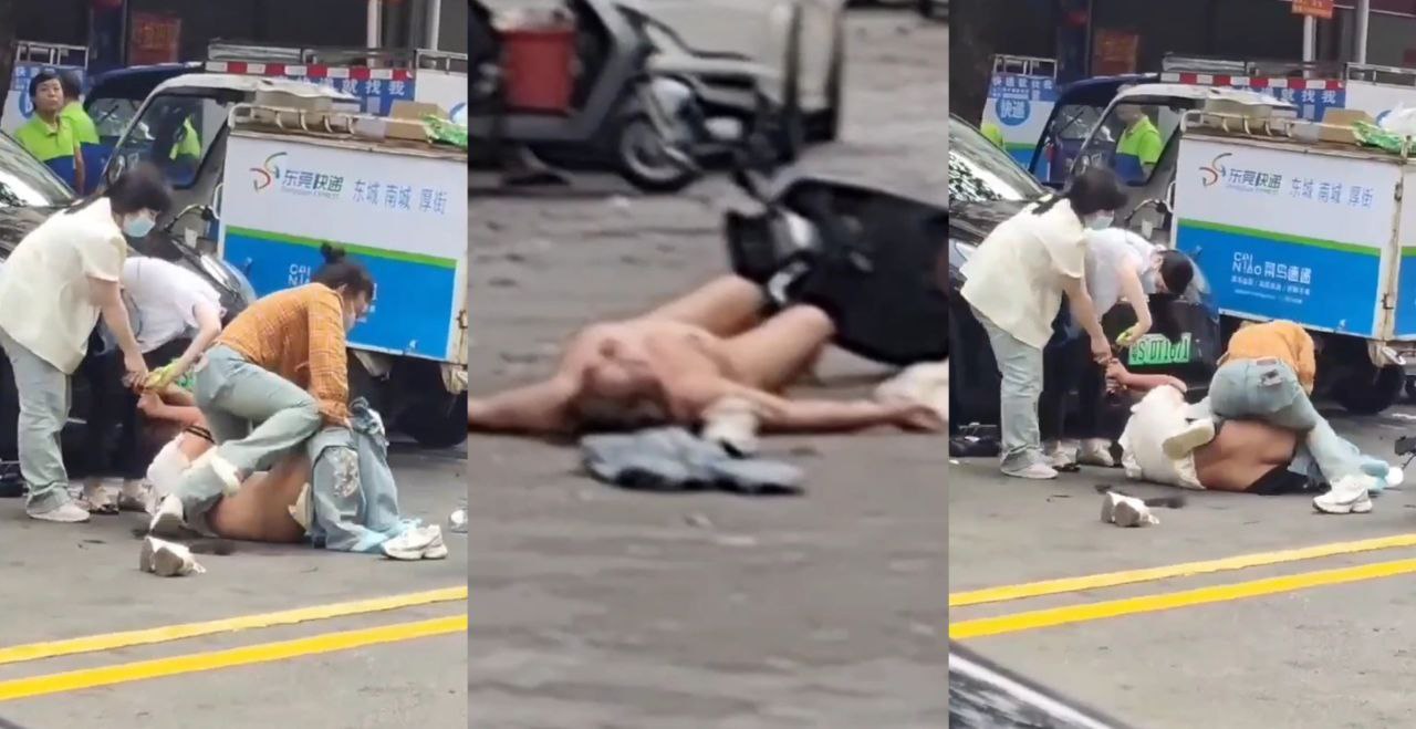 东莞大街原配抓奸现场 带着闺蜜完虐小三 小三被扒的精光窈窕身材免费观看啦