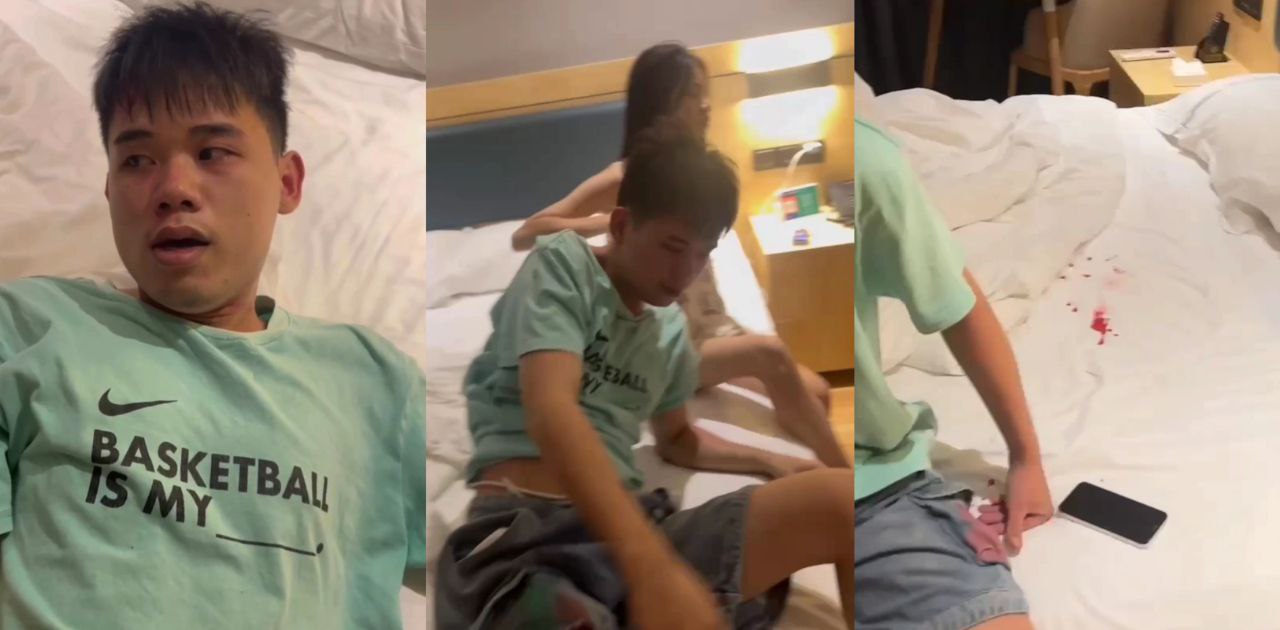 真实酒店现场抓奸视频 冒充服务员将门骗开 冲进房间一边拍摄一边暴打狗男女