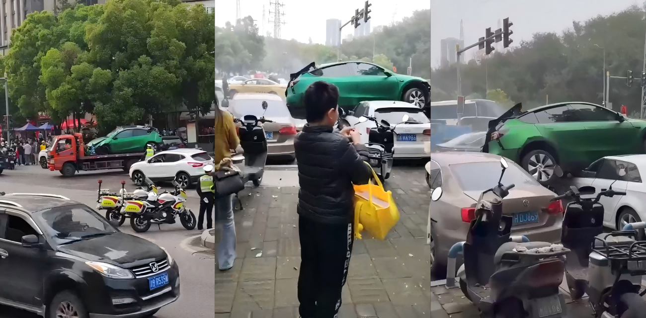 重庆特斯拉刹车失灵 渝北鲁能星城十三街区惊魂一刻 飞跃车道压爆三车