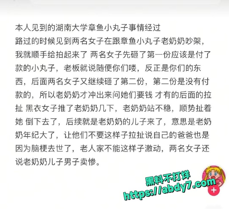 湖南大学章鱼小丸子奶奶被两女子砸摊大战 4