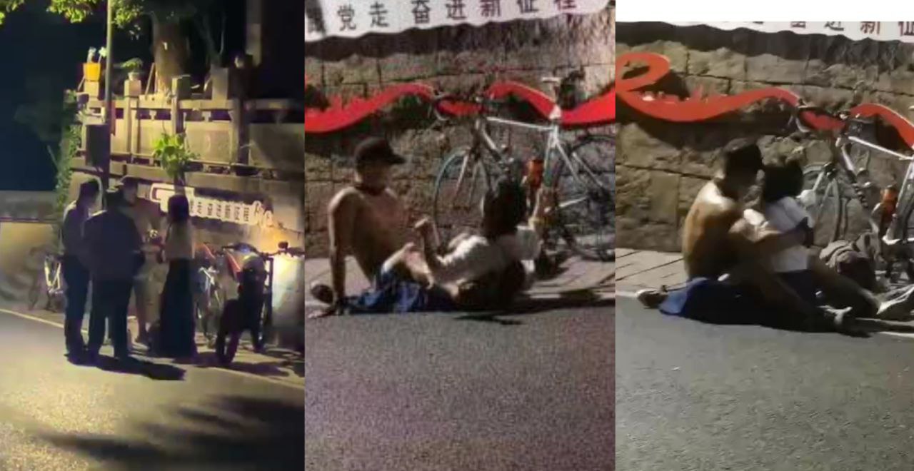 这就是骑行圈吗？浙江杭州龙井村骑行道男女直接开干 现场视频流出 真大胆呀！