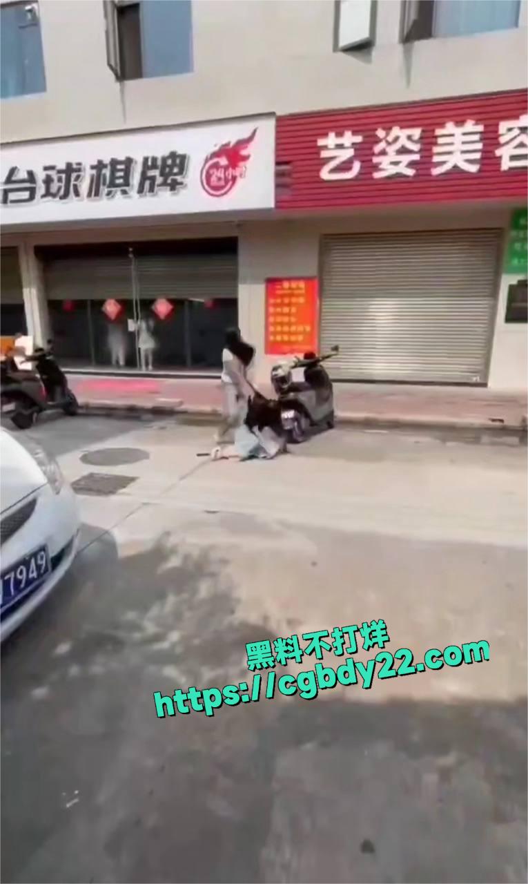 长发美女街头暴打小三3