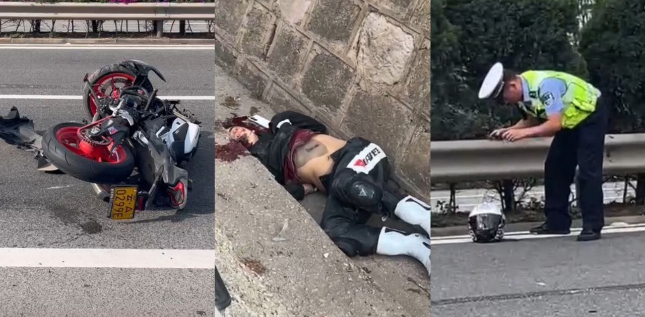 又一个机车博主车祸死亡 小伙被撞的血肉模糊 瘫倒在路边水渠 身上的衣服都烂了