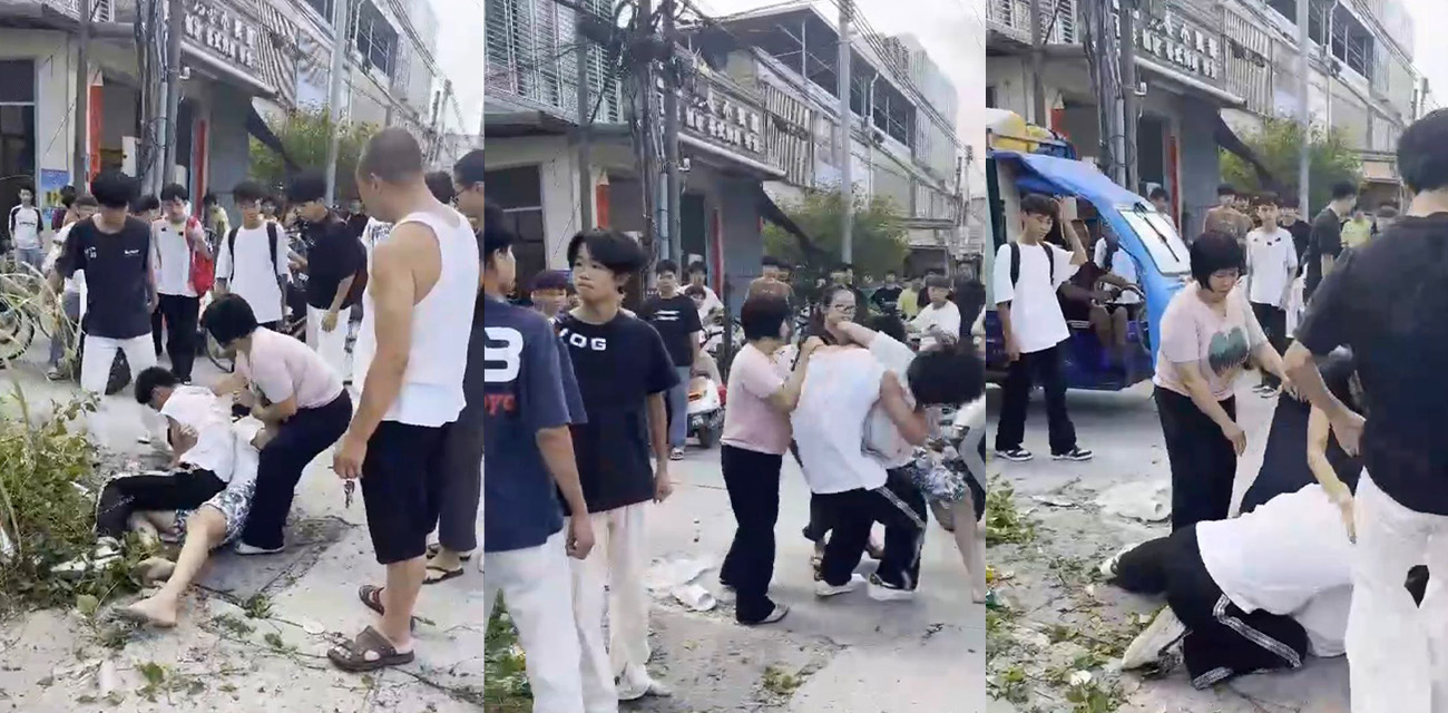 揭阳精神小伙聚众斗殴 真实闲的没事干 人家父母都来拉架了 还是拉不开