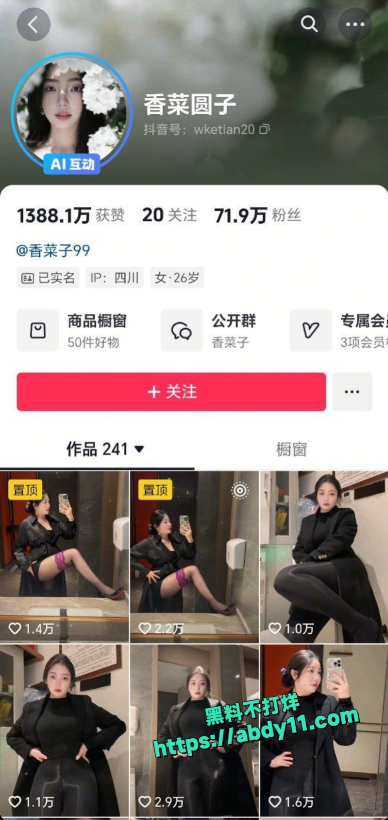 抖音70万粉的御姐香菜圆子4