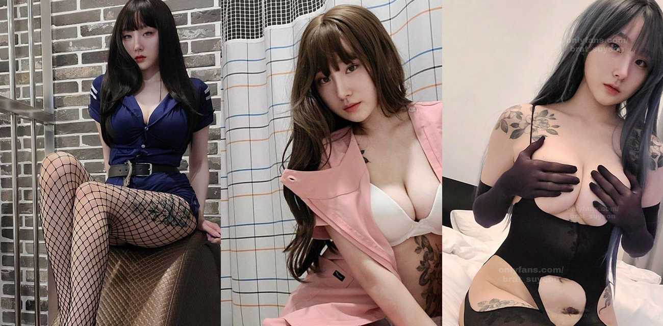 OnlyFans韩国甜妹BratSuyeon最新作品 巨乳白虎角色扮演玩3P