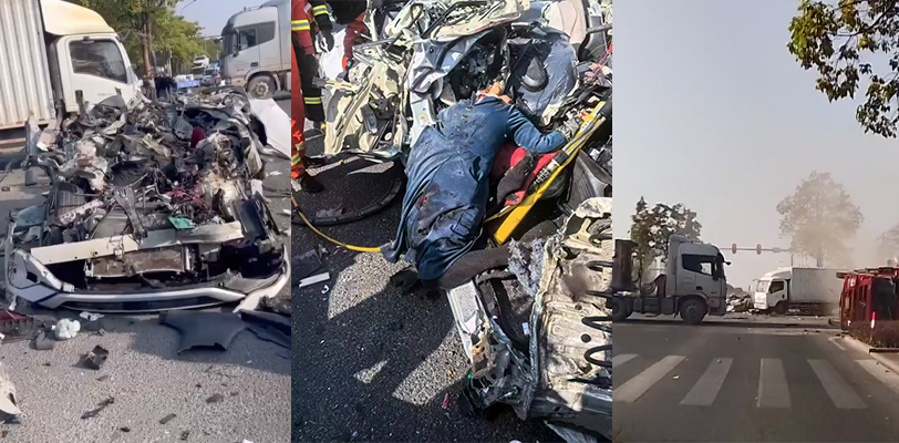 比亚迪极度惨烈车祸视频 女司机的脑袋和车一起碎了 胆小勿入容易吓尿哦