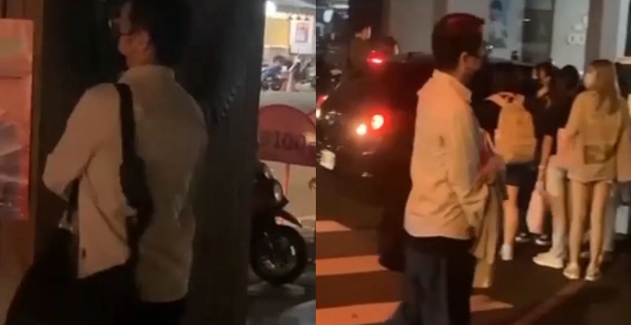 台湾台中国立一中科技大学 四眼仔当街看美女打飞机 被路人发现当众揭穿事件