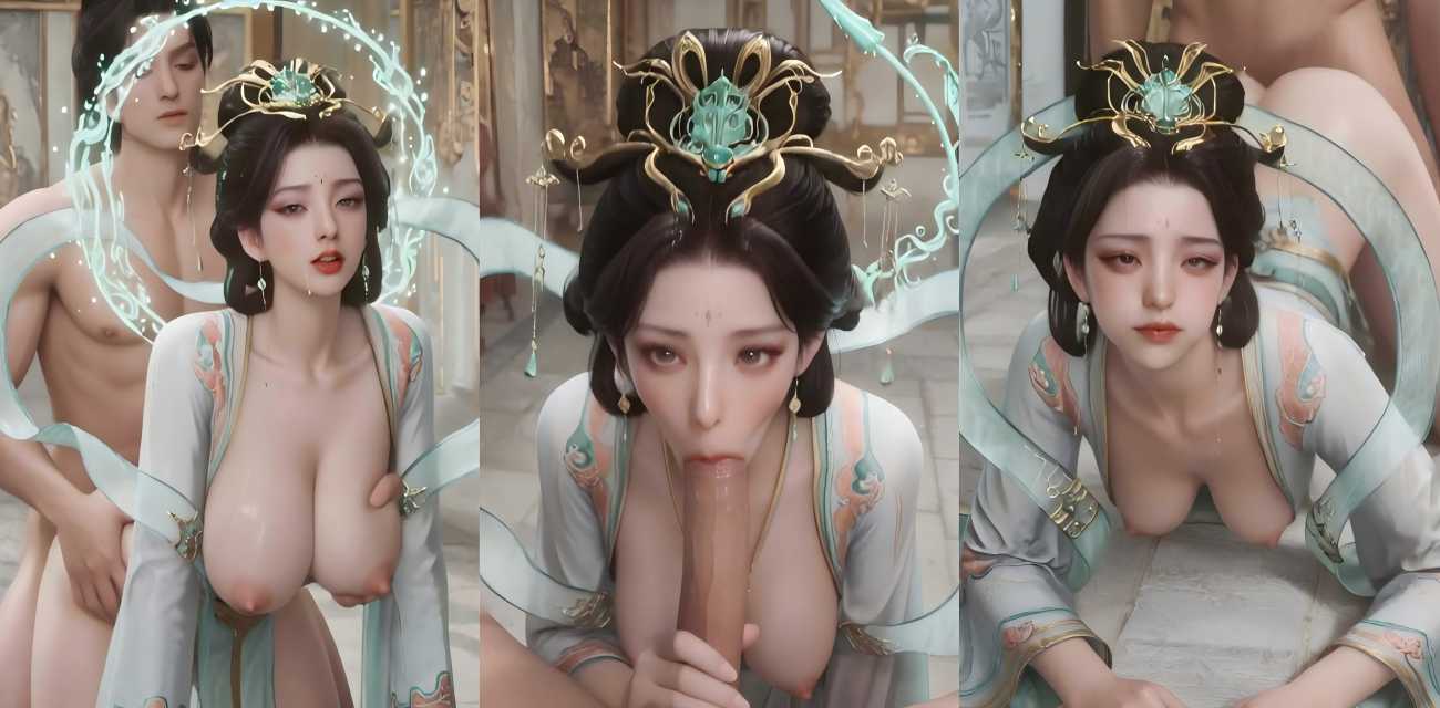 老怪AI魔改西王母古风仙女 翠绿凤冠薄纱撩人 极致诱惑视觉盛宴