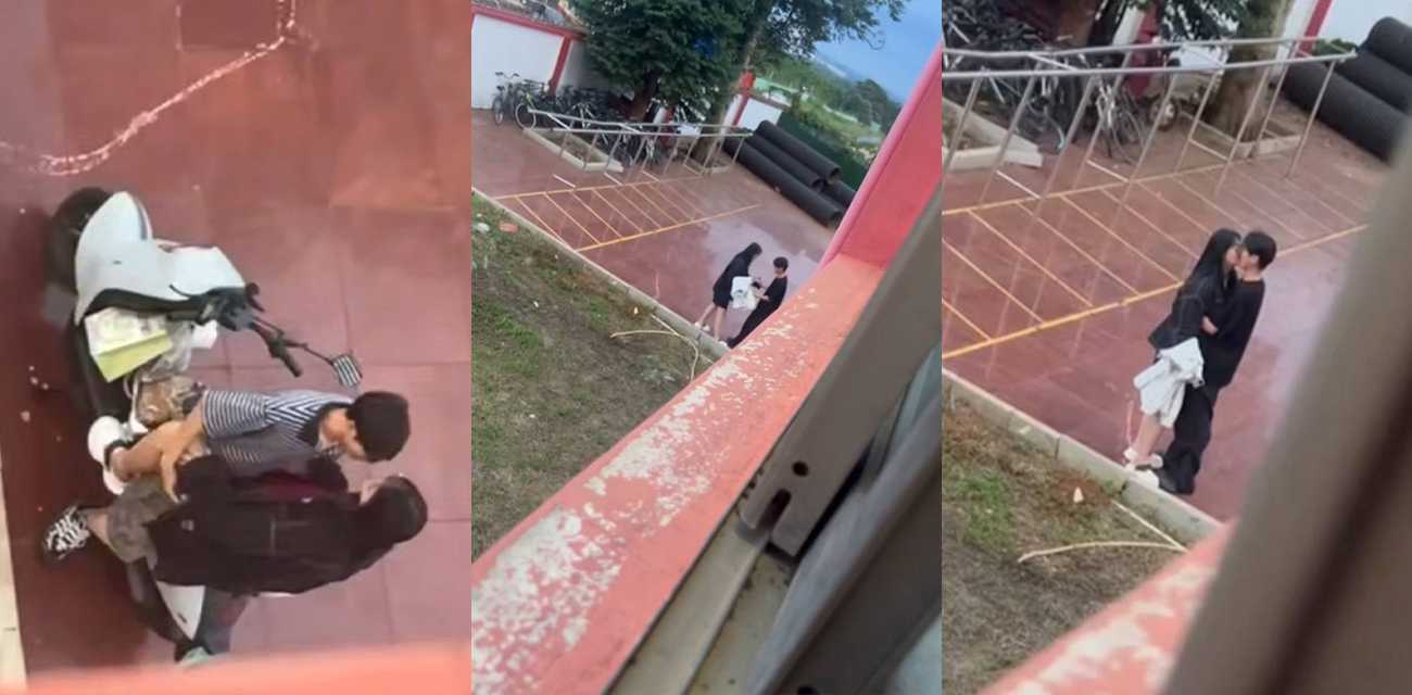 海南海科大小情侣在电动车上调情 恋爱还是看别人谈比较有意思 还是小年轻会玩