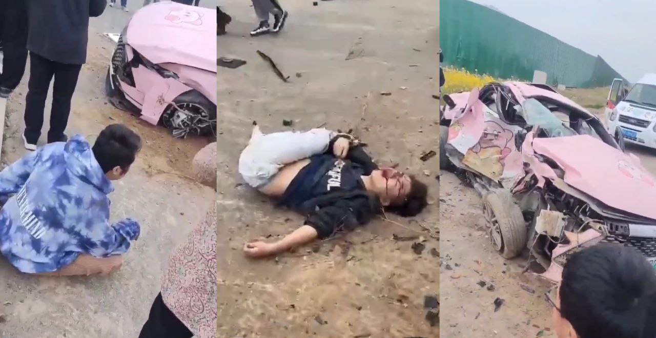 惨烈车祸 山东省菏泽市定陶区万福新城 车辆都撞散架了 行人被撞的身体扭曲 简直惨不忍睹