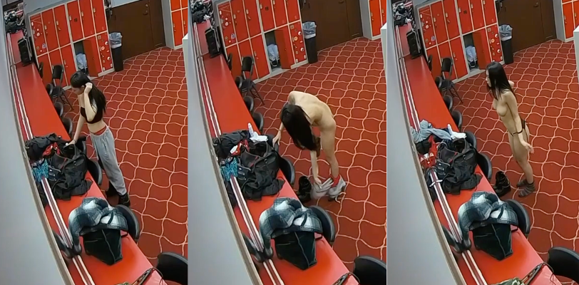 高挑大长腿舞蹈生后台换衣服实录视频，小姐姐这白嫩嫩的奶子看着真想抓一把