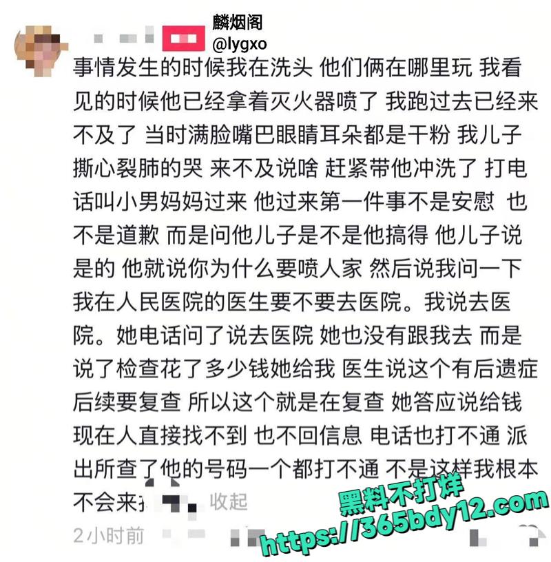 广西百色熊孩子用灭火器喷幼童致伤5