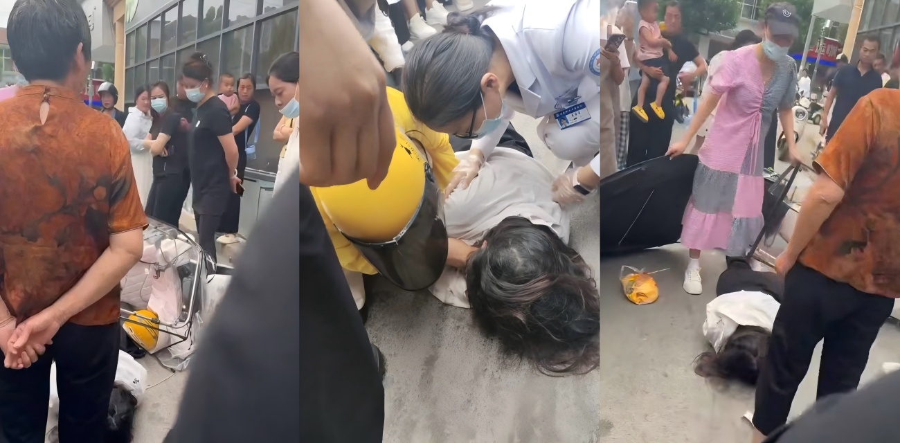 山东成武文亭街道 小三被当街打倒 围观群众挤爆 救护车都来了