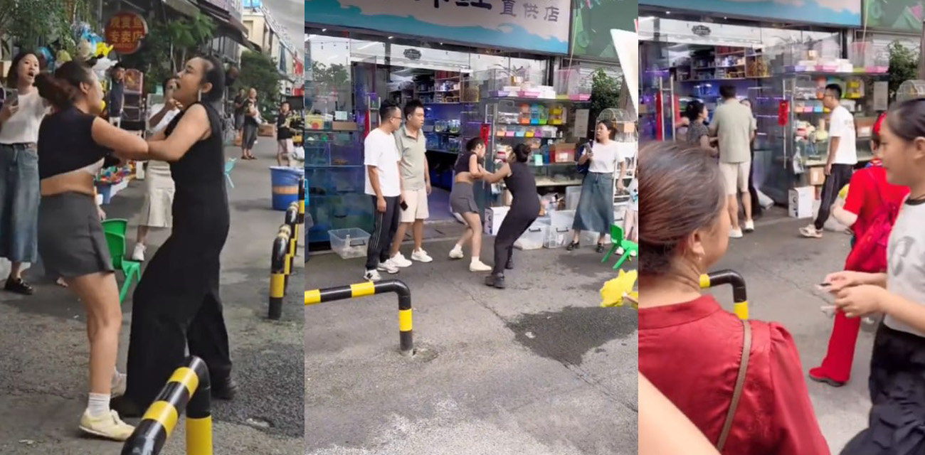 重庆原配抓小三 原配大张旗鼓的带着老年乐队去抓 直接把小三堵在商场门口