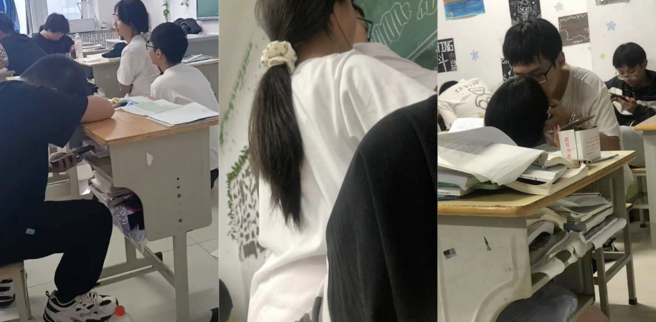 真火爆！光天化日之下在教室里女子直接摸男主鸡鸡还被解奶罩！