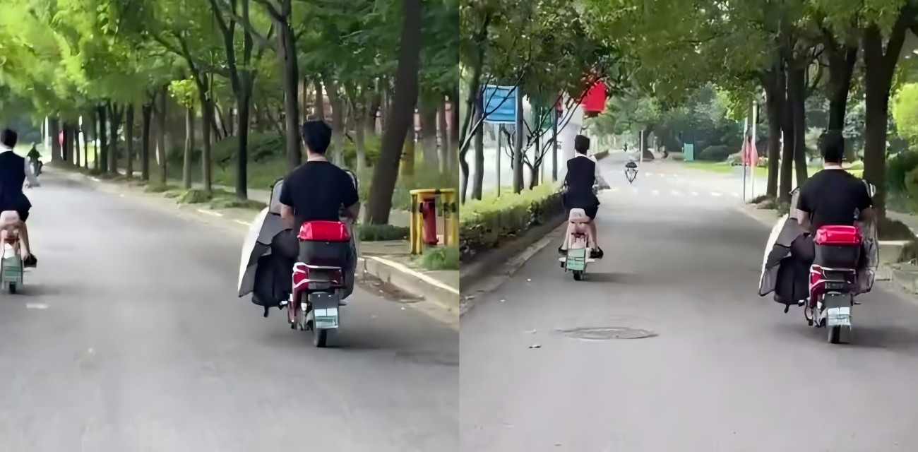 真骑射！男子电动车秀骑射神技 前挡后的秘密让你脑洞大开
