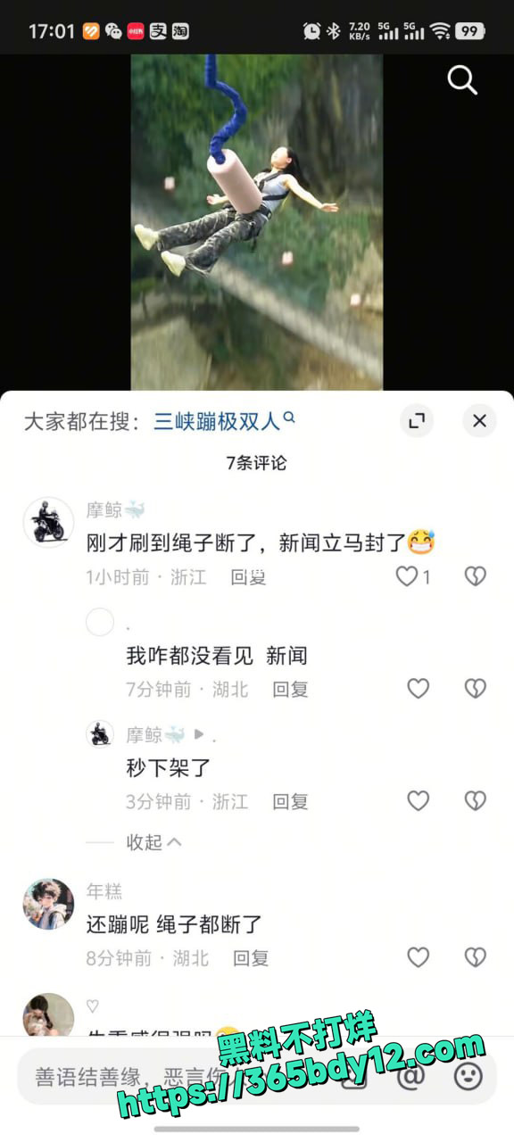 宜昌蹦极绳断裂游客直坠江中 2