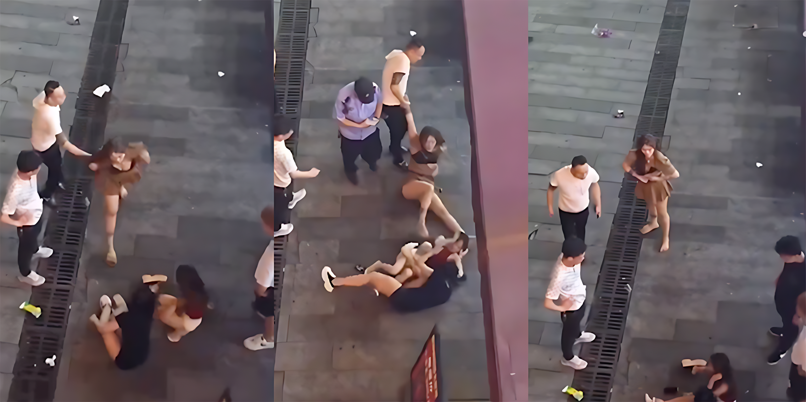 女子直接在街头撕逼现场 两女互扯衣服奶子狂甩 女性力量直接打出福利