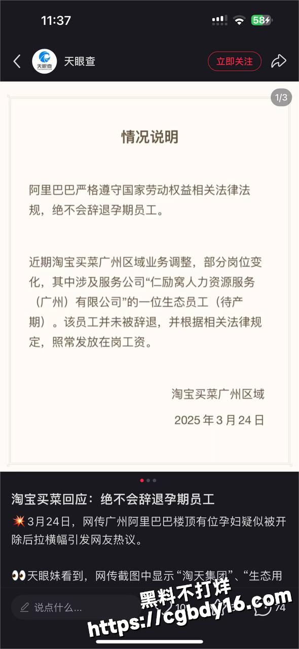 阿里巴巴楼顶孕妇拉横幅4