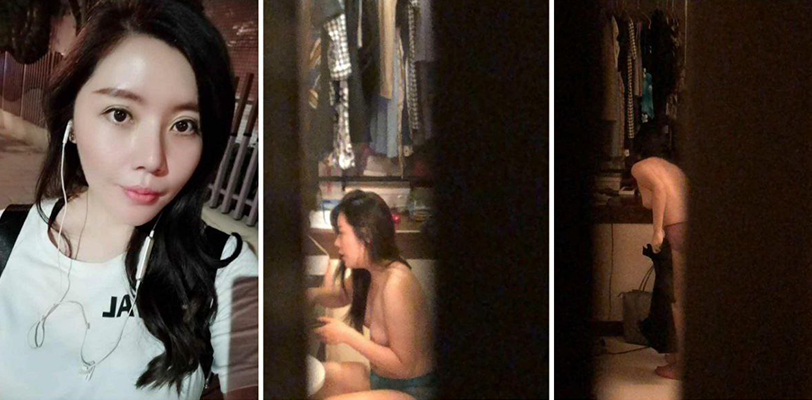 小伙坚持不懈日夜坚守在门缝中偷窥合租美女！拍下美女那不为人知的一面！