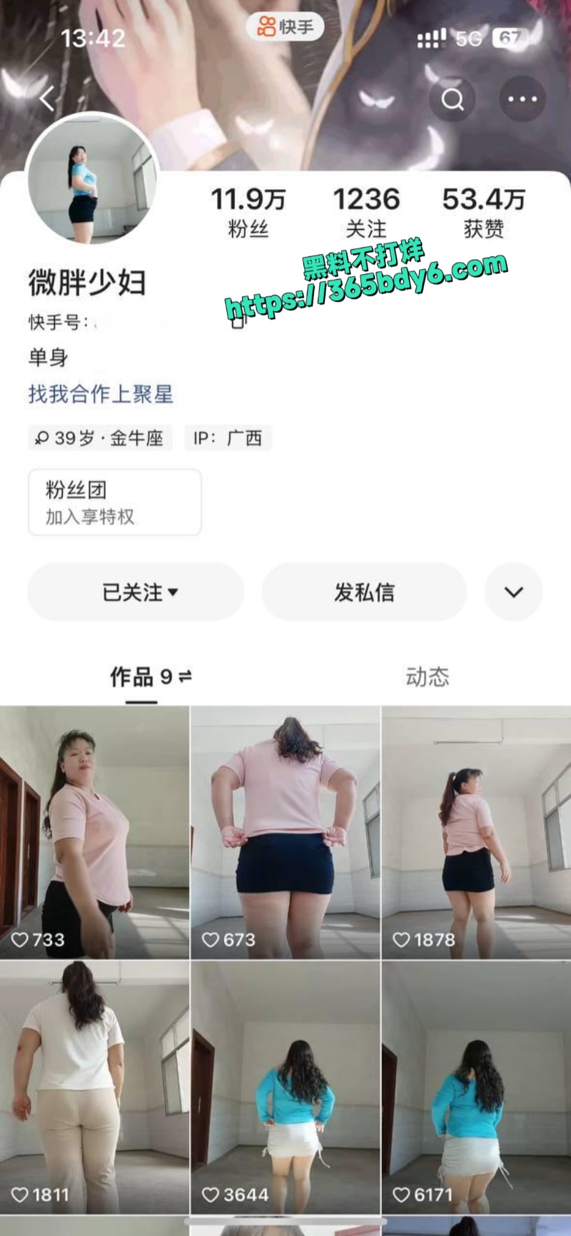 快手11.9w粉丝微胖少妇
