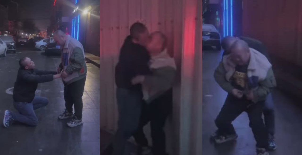 两个男同壮汉在大街上热烈拥吻表白 你到底爱不爱我 老公我爱你 场面十分震撼 颠倒三观！
