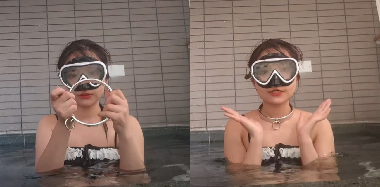 海砂原创窒息调教泳装少女 变态主人把少女推入水中 金属镣铐将其禁锢在水底