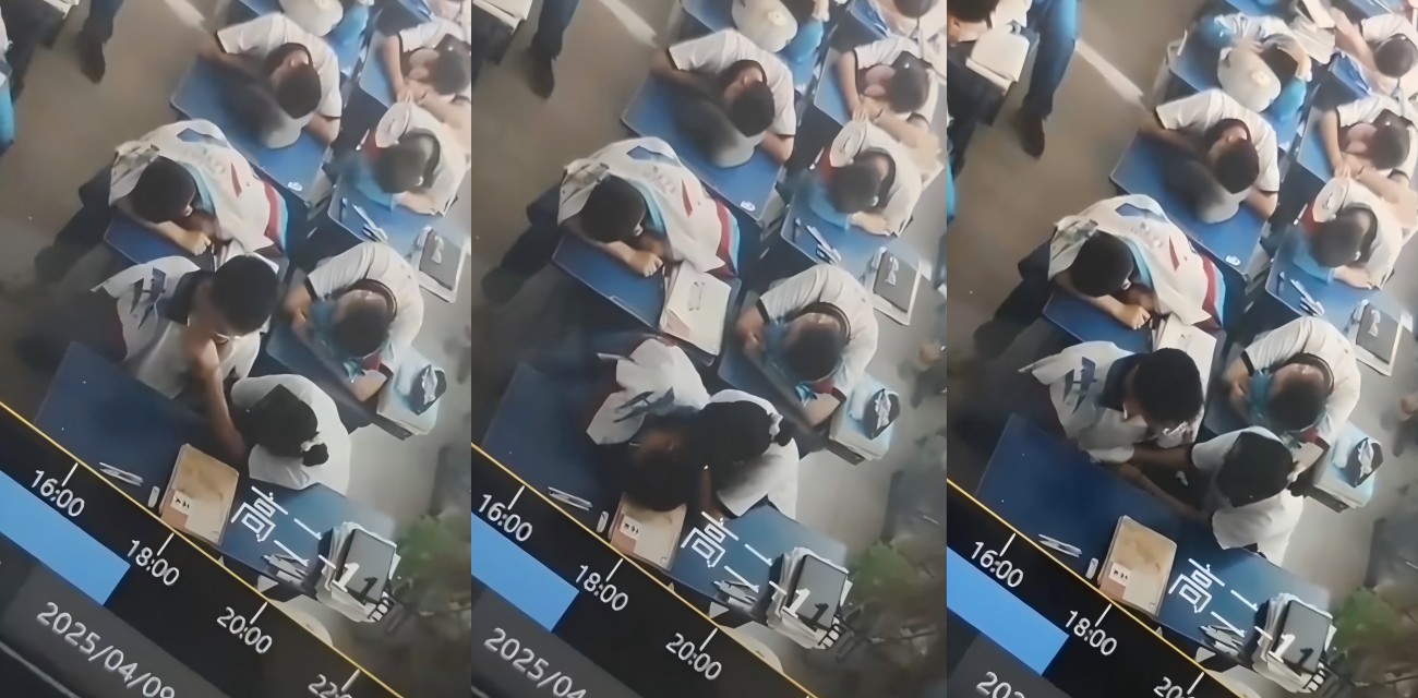 江苏某高中午休惊现大胆一幕 女高中生公然为男同学口交打飞机 小年轻玩法太野