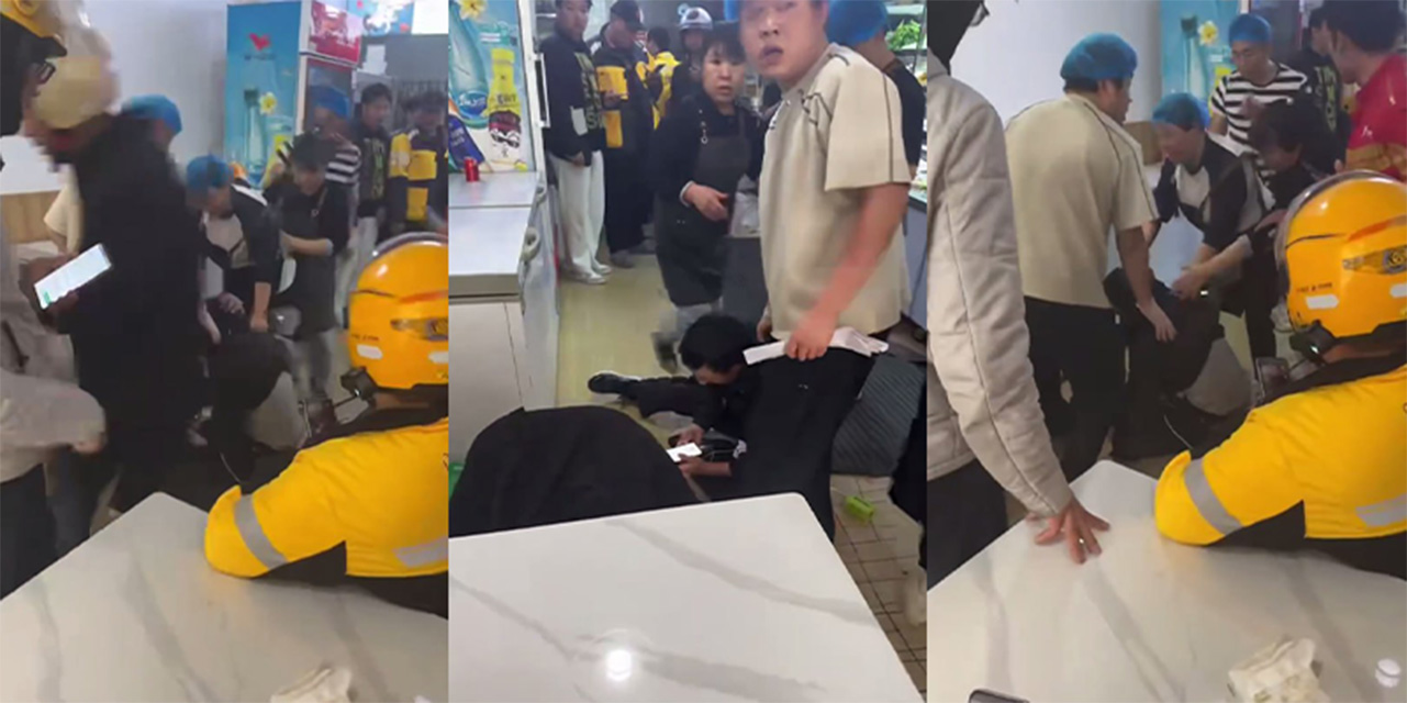刘文祥麻辣烫 殴打骑手现场视频 咱也不知道店主是怎么想的 得罪人家骑手