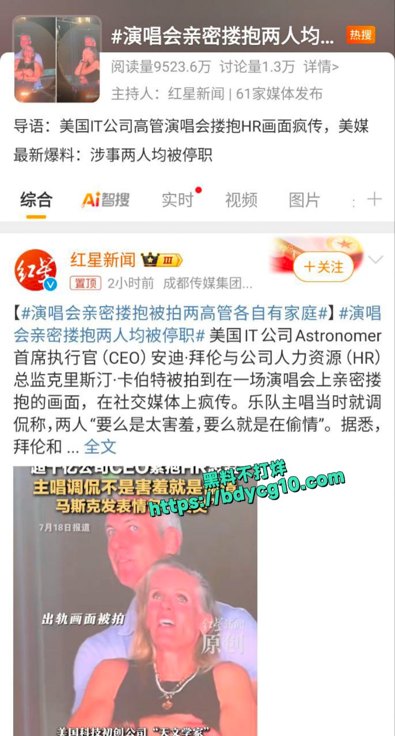 美国知名IT公司CEO出轨部门HR现行被演唱会摄像头拍到2
