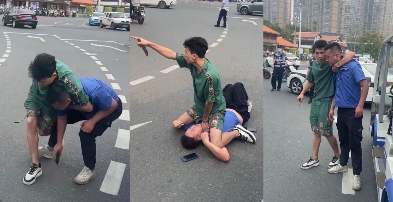 当城管遇上狠人商贩这下废了吧？惹谁不好要去惹新疆人，还把人烧烤炉子给没收了！
