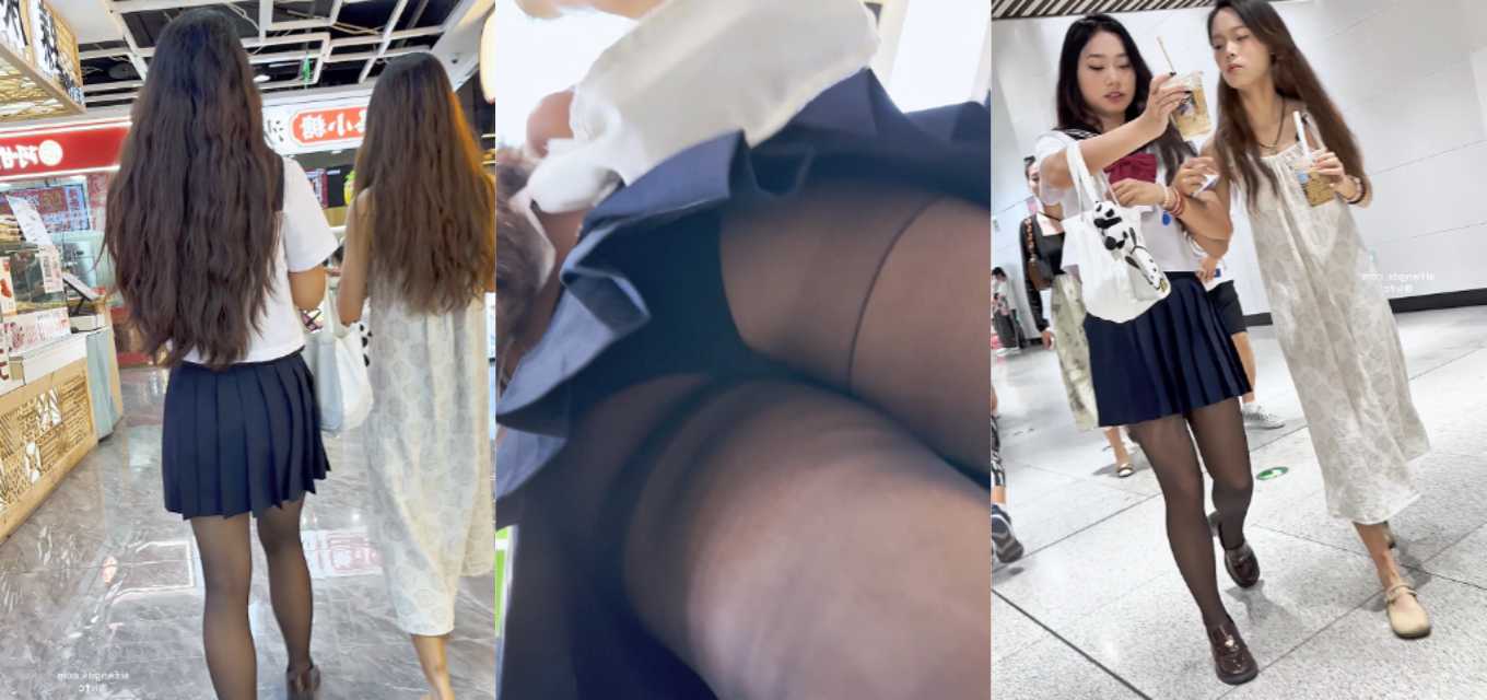 大神抄底偷拍系列 JK水手服小姐姐与闺蜜逛街 黑丝长腿肥臀一览无余