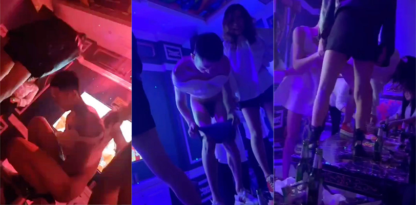 潍坊高密聚星汇KTV 多人淫乱现场 一帮饥渴的女人 强行扒下男人裤子露出大肉棒
