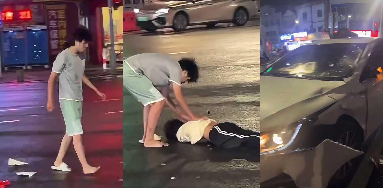 精神小伙雨夜飙车酿严重车祸 车辆损毁遍地残骸 这架势怕是捡不起来了
