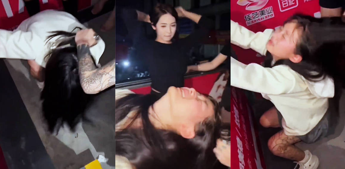 广西南宁 抖音零御20W粉网红 街头被一伙精神小妹围殴！视频在粉丝群疯传！