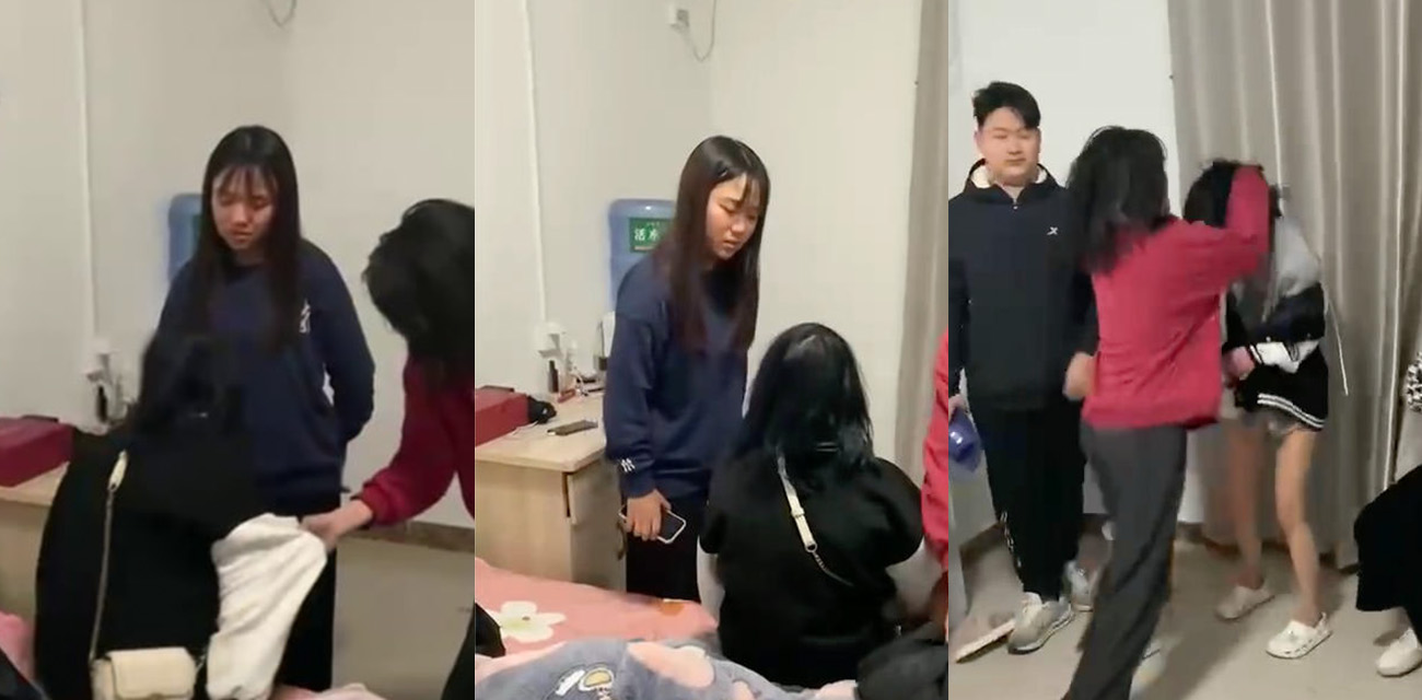 精神小伙精神小妹霸凌小姑娘 关在房间内拳头耳光轮番招呼 这样打不死都得掉层皮