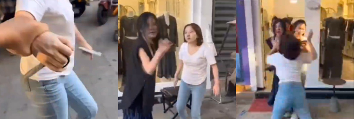 河南漯河一服装店主被隔壁店砸场子 女子现场干架视频是真的疯！