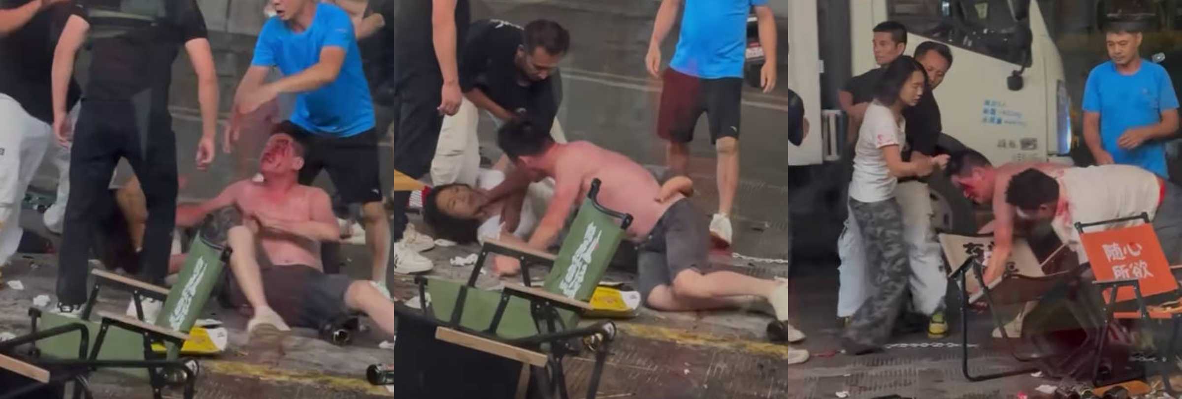 潮州夜市醉汉发酒疯 见谁打谁 猛掐脖子狂殴劝架女子 现场视频曝光