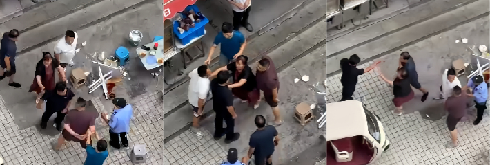 陕西西安街头两男 因英雄联盟对抗路互喷当街互殴 围观群众直呼太抽象
