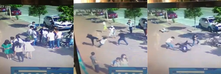 功夫再高也怕菜刀 监控画面下的精神小伙街头互殴 命中一次战斗力直线下滑!