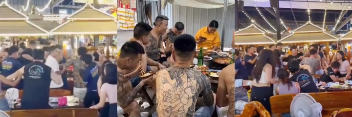 巨汉持刀怒闯餐厅复仇 队友劝架反被狂砍十二刀 网友调侃：下次记得戴个眼镜再来寻仇！