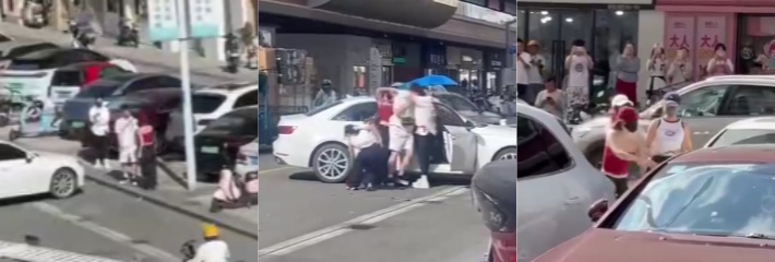 浙江温州 现任与前妻之间上演大型撕逼现场 大街怒砸车辆 引发无数围观！