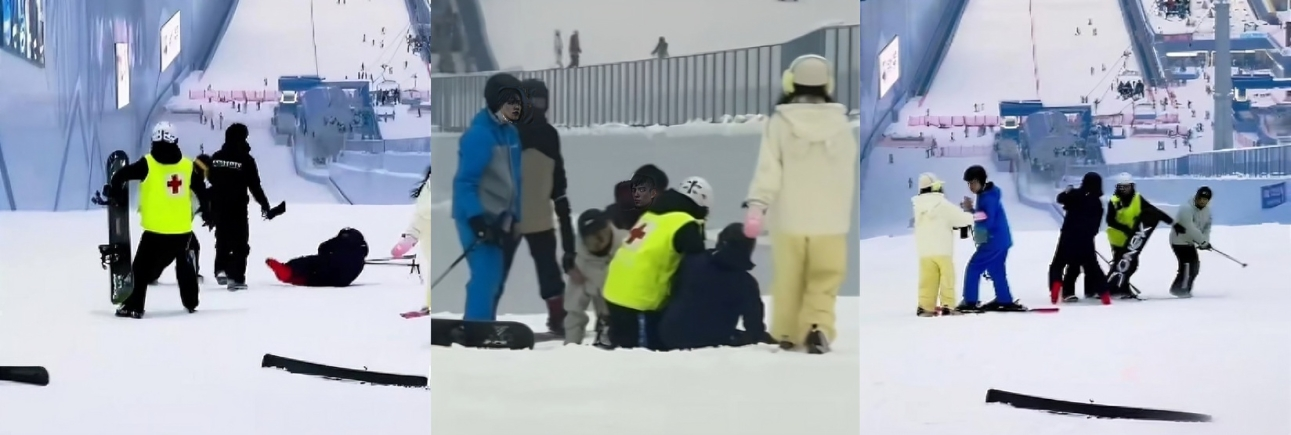 深圳华发滑雪场 突发斗殴 子孩竖中指惹老头 双方乱战 游客现场吃瓜