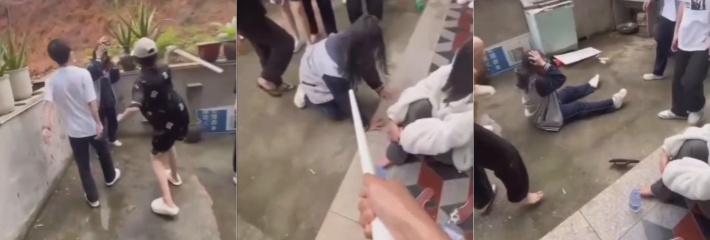 福建莆田仙游县龙华二中 一群高中生霸凌殴打女同学 被逼下跪求饶！