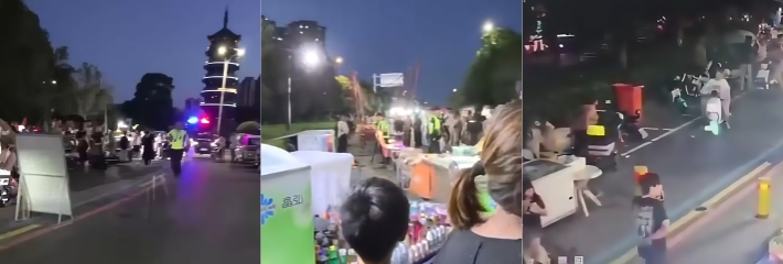 安徽阜阳市江心洲公园 摊位纠纷酿造惊人血案 大爷被临摊欺压持刀反击致三人受伤 现场监控视频流出