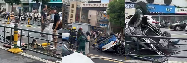 8月30日 湖北孝感 出租车司机 路怒症别车引发严重事故 四名学生受伤送医!