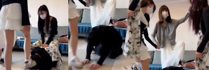 精神小妹霸凌事件 一群精神小妹误入字母圈 轮流辱骂踩踏舔鞋 录像视频流出